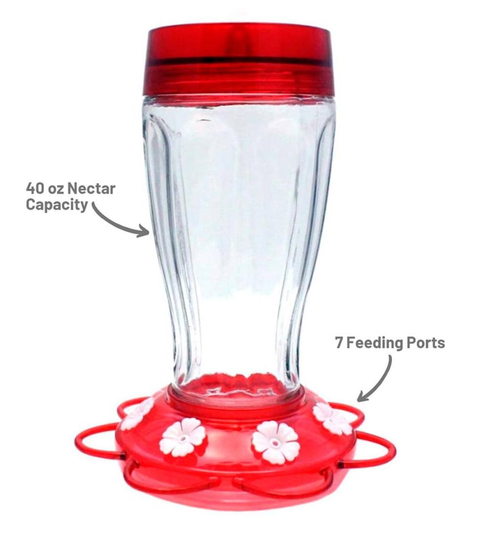 Plow &amp; Hearth Bird Feeders | Yard &amp; Garden Jumbo 40-Ounce Hanging Hummingbird Feeder