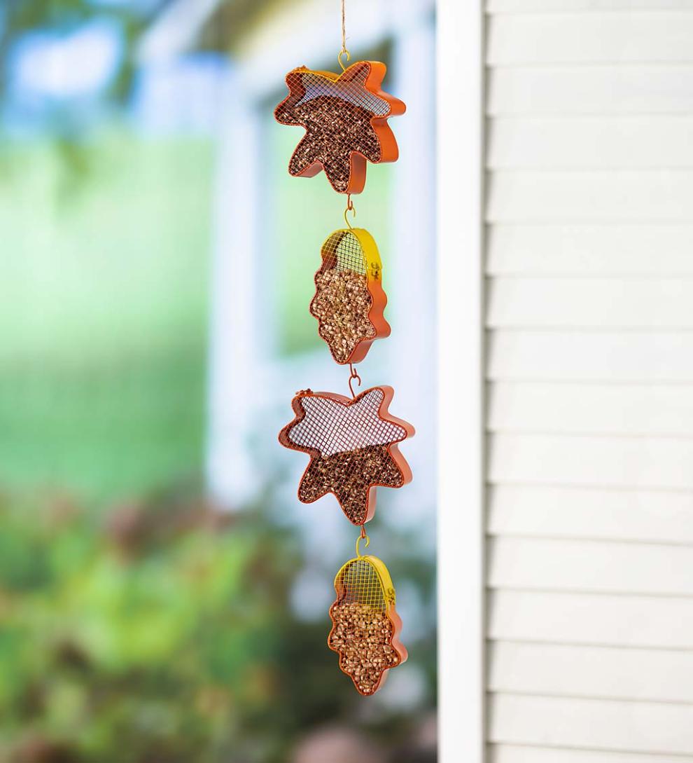 Plow &amp; Hearth Bird Feeders | Yard &amp; Garden Mesh Leaves Buffet Bird Feeder