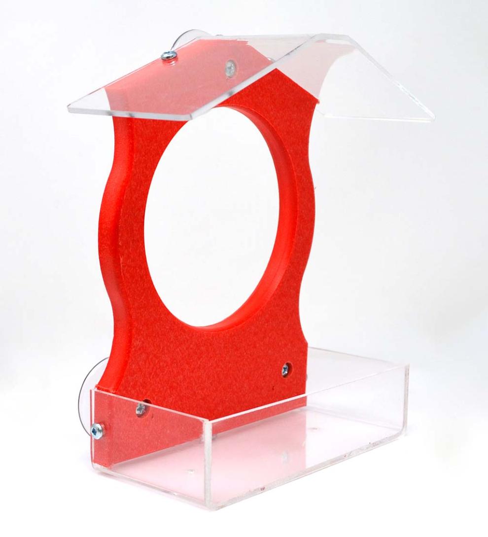 Plow &amp; Hearth Bird Feeders | Yard &amp; Garden Recycled Plastic Window-Mount Bird Feeder - Red