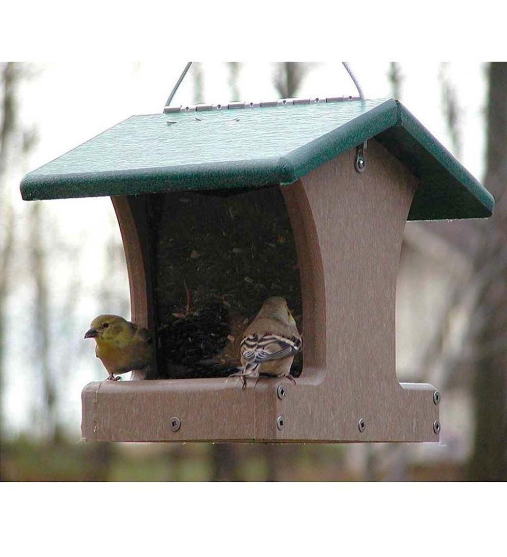 Plow &amp; Hearth Bird Feeders | Yard &amp; Garden Recycled Poly-Lumber 2-Sided Hopper Bird Feeder