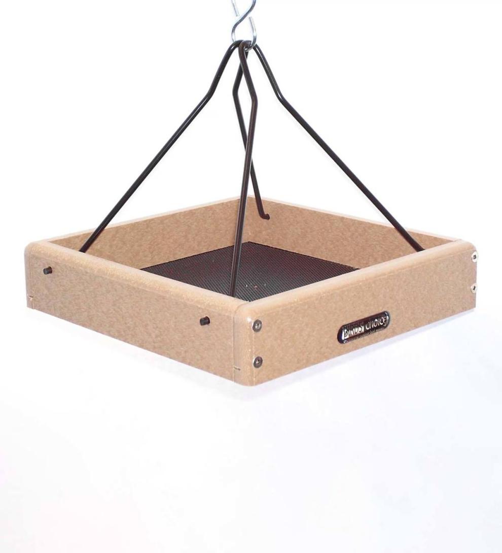 Plow &amp; Hearth Bird Feeders | Yard &amp; Garden Recycled Poly-Lumber Hanging Tray Platform Bird Feeder