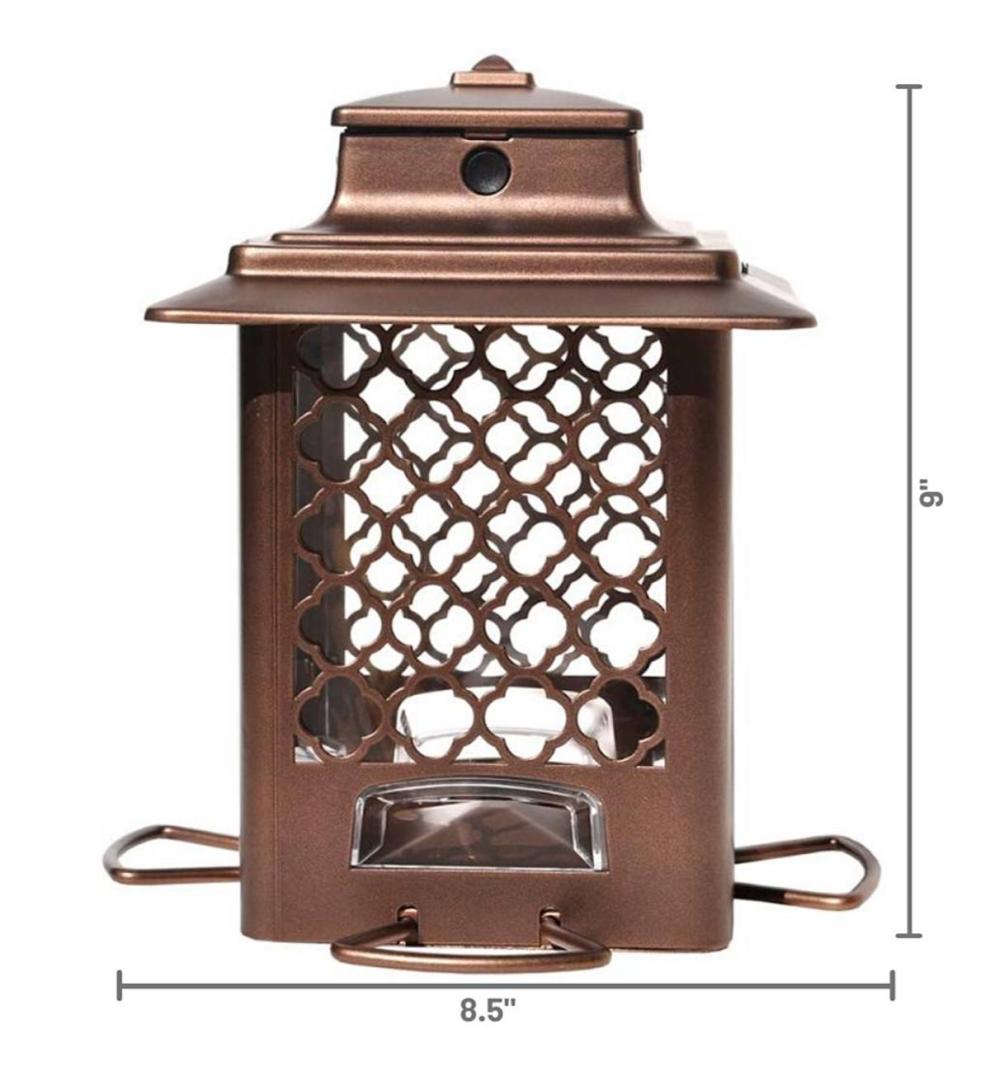 Plow &amp; Hearth Bird Feeders | Yard &amp; Garden Squirrel-Resistant Metal Hopper Bird Feeder