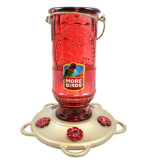 Plow &amp; Hearth Bird Feeders | Yard &amp; Garden Vintage Glass And Metal 20-Ounce Hummingbird Feeder - Green