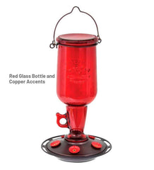 Plow &amp; Hearth Bird Feeders | Yard &amp; Garden Vintage Red Glass 23-Ounce Jug-Style Hummingbird Feeder