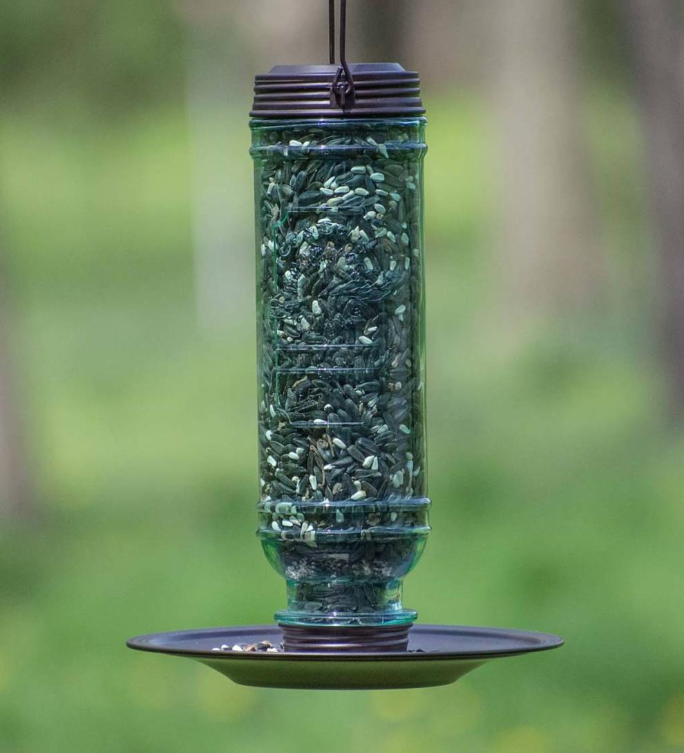 Plow &amp; Hearth Bird Feeders | Yard &amp; Garden Vintage-Style Glass And Metal Hanging Songbird Feeder