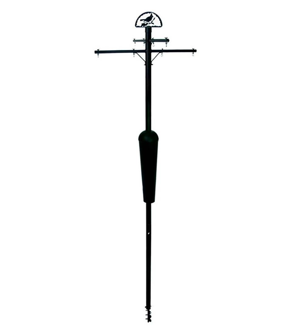 Plow &amp; Hearth Bird Feeders | Yard &amp; Garden Weather-Resistant Squirrel Stopper Bird Feeder Display And Plant Stand - Black