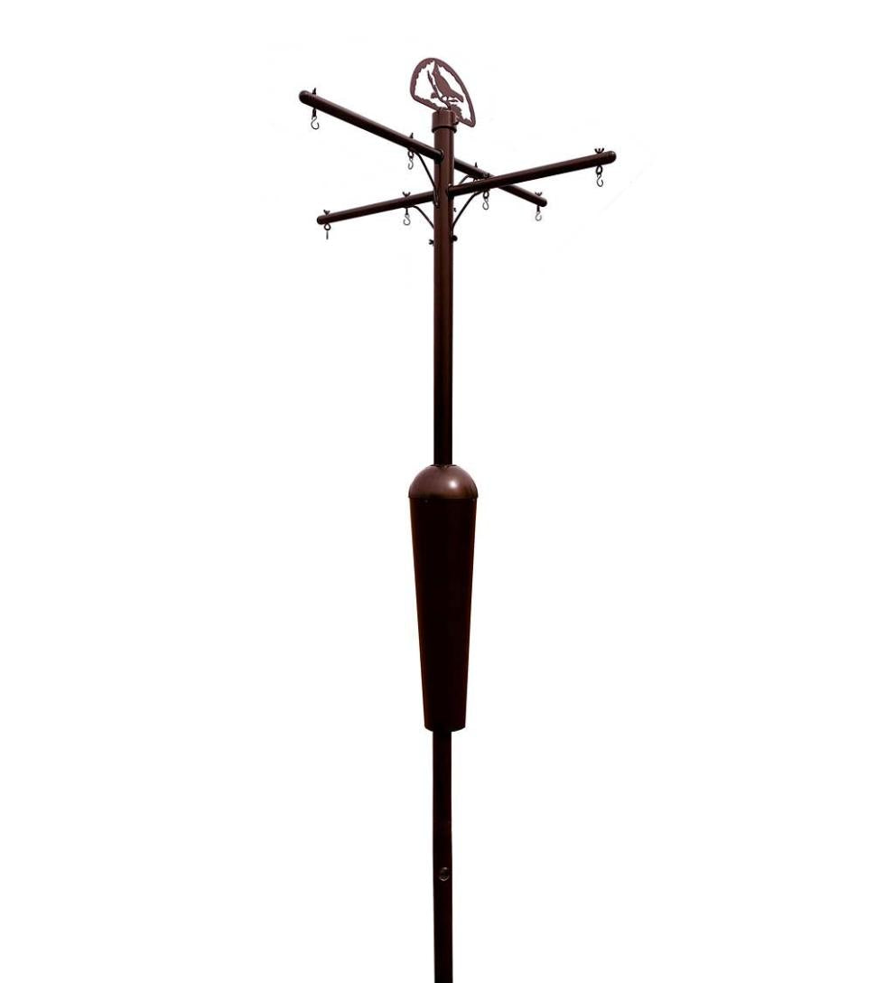 Plow &amp; Hearth Bird Feeders | Yard &amp; Garden Weather-Resistant Squirrel Stopper Bird Feeder Display And Plant Stand - Black