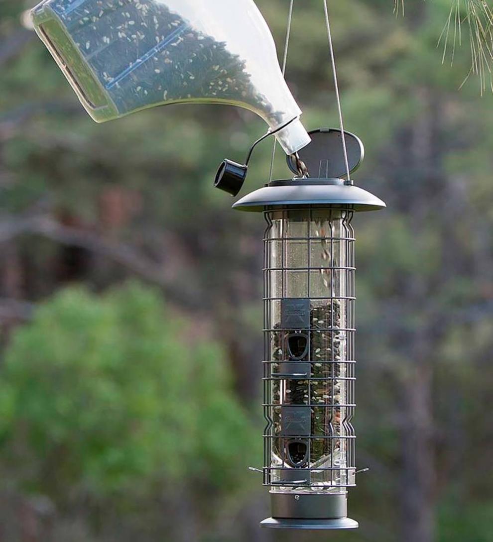 Plow &amp; Hearth Bird Feeders | Yard &amp; Garden X4 Squirrel-Resistant Tube Bird Feeder