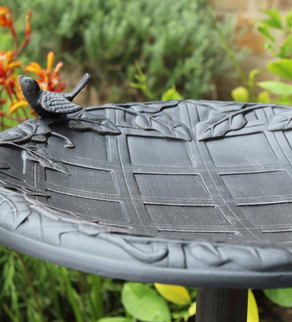 Plow &amp; Hearth Birdbaths | Yard &amp; Garden English Ivy Metal Birdbath - Copper Rust