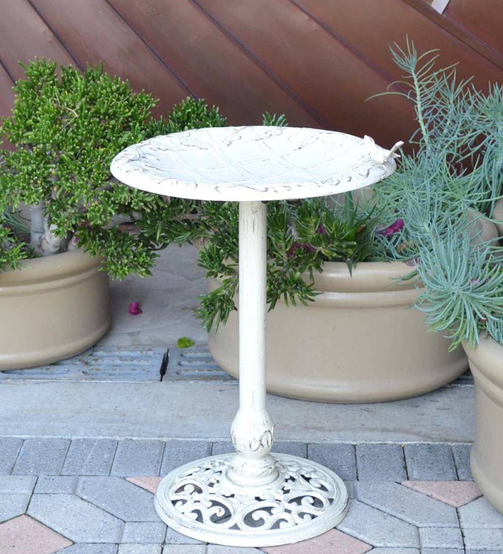 Plow &amp; Hearth Birdbaths | Yard &amp; Garden English Ivy Metal Birdbath - Copper Rust