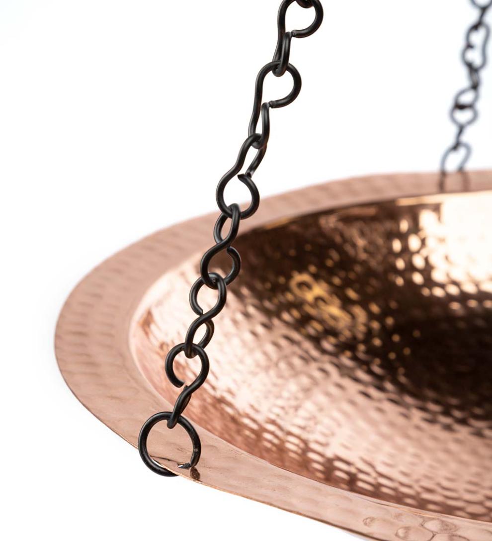 Plow &amp; Hearth Birdbaths | Yard &amp; Garden Hammered Copper Basin Hanging Birdbath With Chain