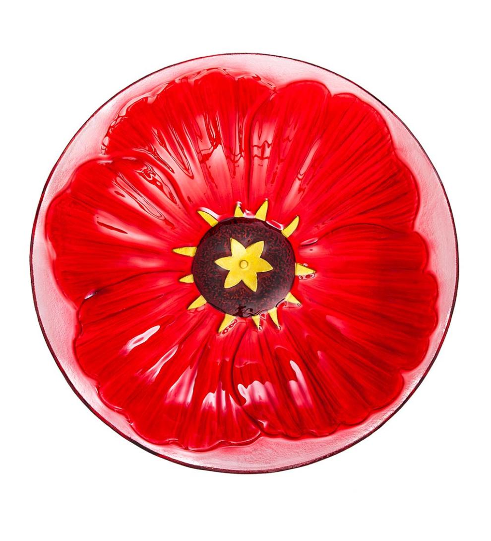 Plow &amp; Hearth Birdbaths | Yard &amp; Garden Hand-Painted And Embossed Tropical Hibiscus Bird Bath