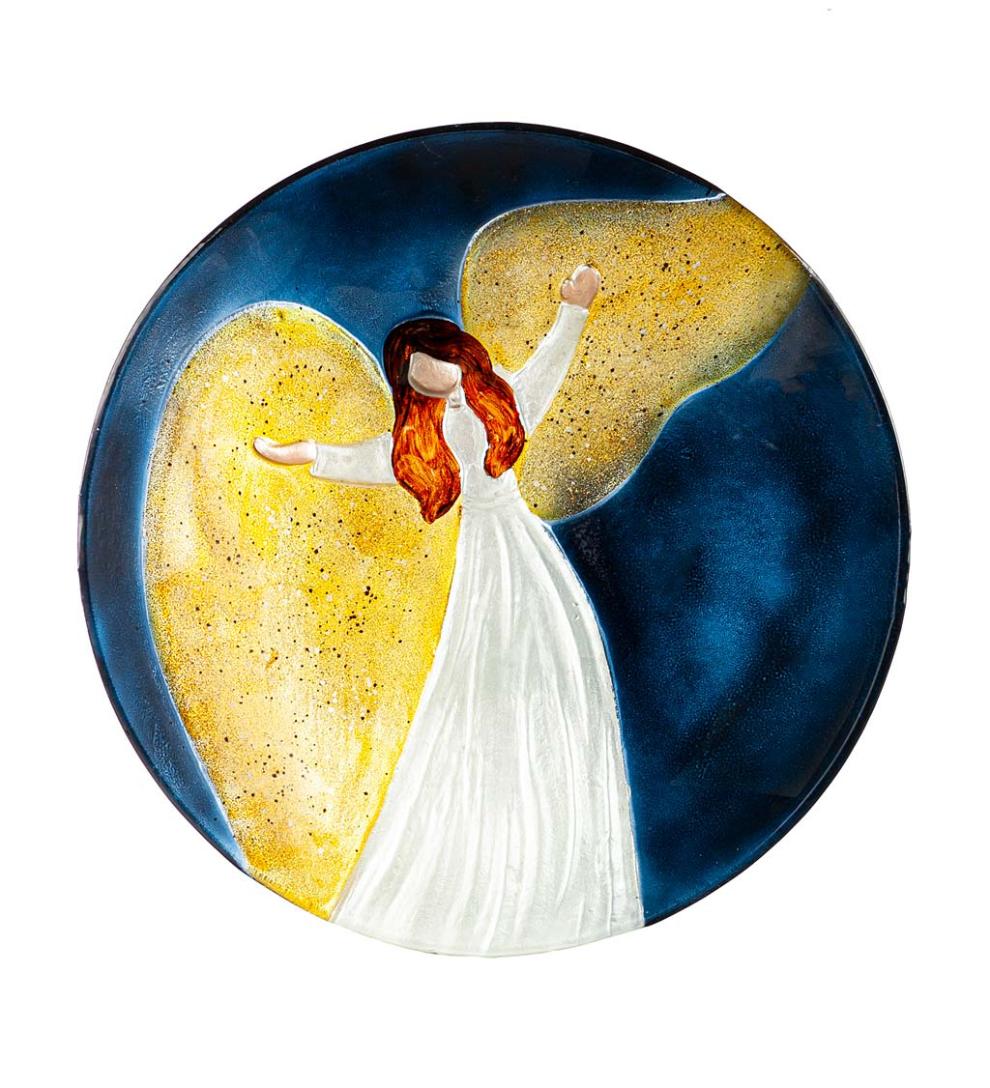 Plow &amp; Hearth Birdbaths | Yard &amp; Garden Hand-Painted Angel Embossed Glass Bird Bath