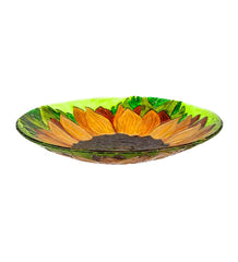 Plow &amp; Hearth Birdbaths | Yard &amp; Garden Hand-Painted Fall Sunflower Embossed Glass Bird Bath