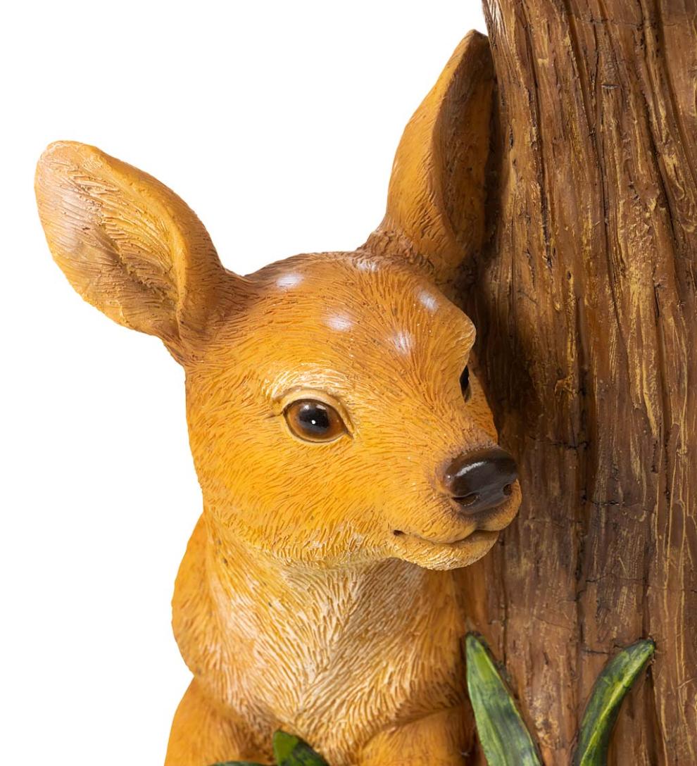 Plow &amp; Hearth Birdbaths | Yard &amp; Garden Hand-Painted Fawn Tree Stump Birdbath