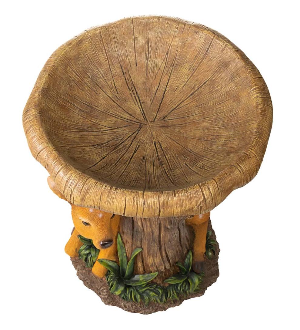 Plow &amp; Hearth Birdbaths | Yard &amp; Garden Hand-Painted Fawn Tree Stump Birdbath