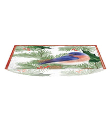 Plow &amp; Hearth Birdbaths | Yard &amp; Garden Hand-Painted Holiday Blue Bird Embossed Square Glass Bird Bath