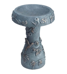 Plow &amp; Hearth Birdbaths | Yard &amp; Garden Hummingbird And Flower Stone-Look Birdbath