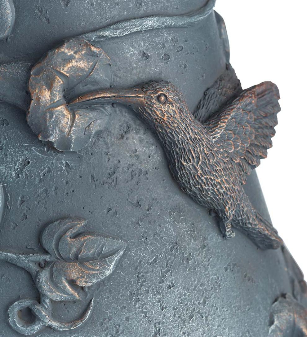 Plow &amp; Hearth Birdbaths | Yard &amp; Garden Hummingbird And Flower Stone-Look Birdbath