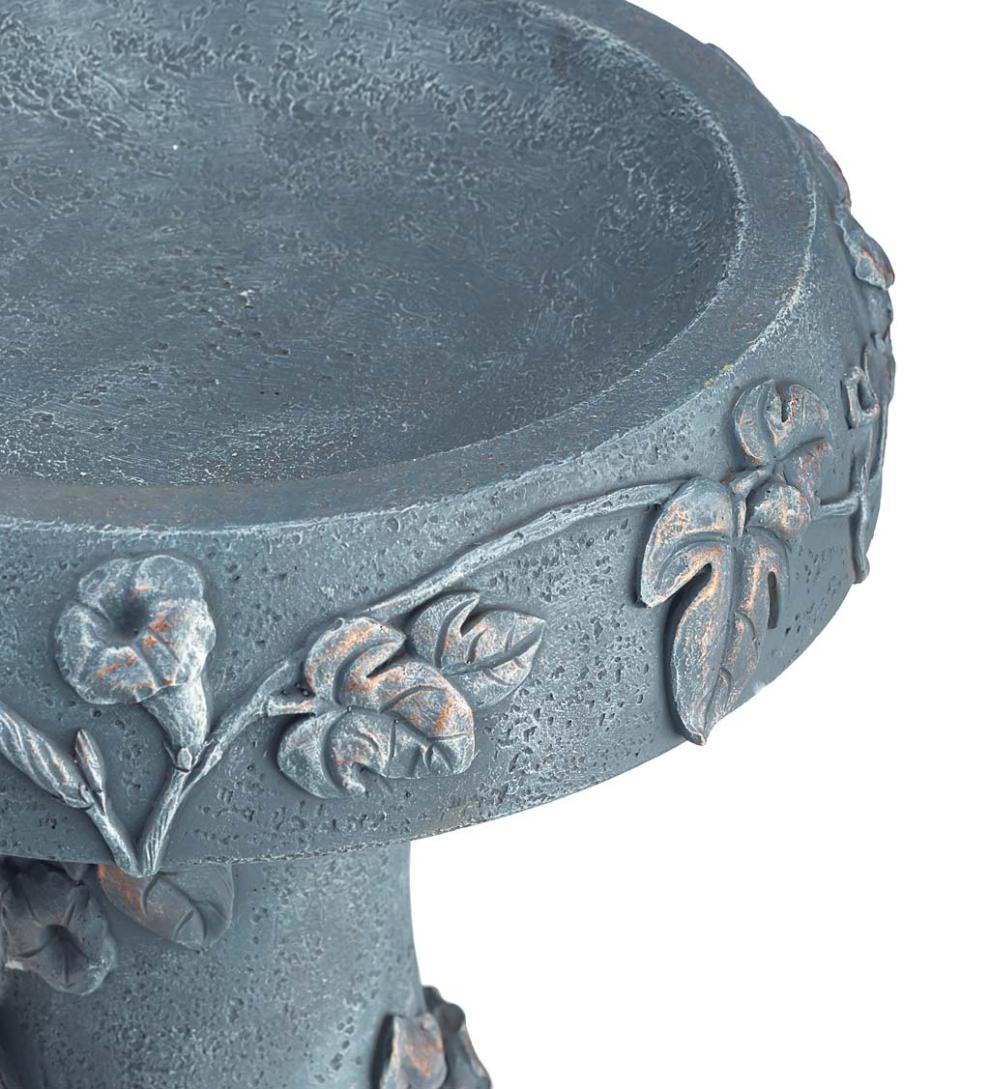 Plow &amp; Hearth Birdbaths | Yard &amp; Garden Hummingbird And Flower Stone-Look Birdbath