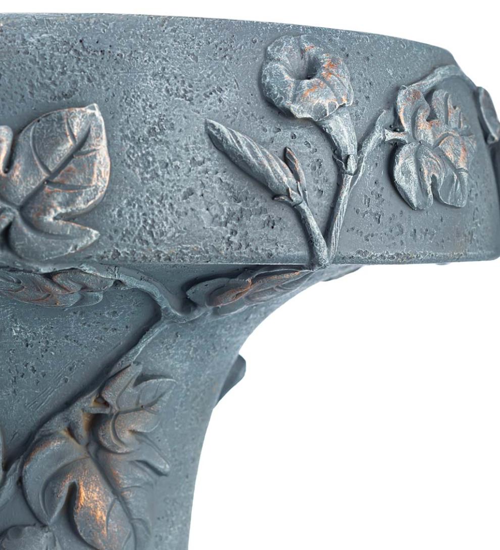 Plow &amp; Hearth Birdbaths | Yard &amp; Garden Hummingbird And Flower Stone-Look Birdbath