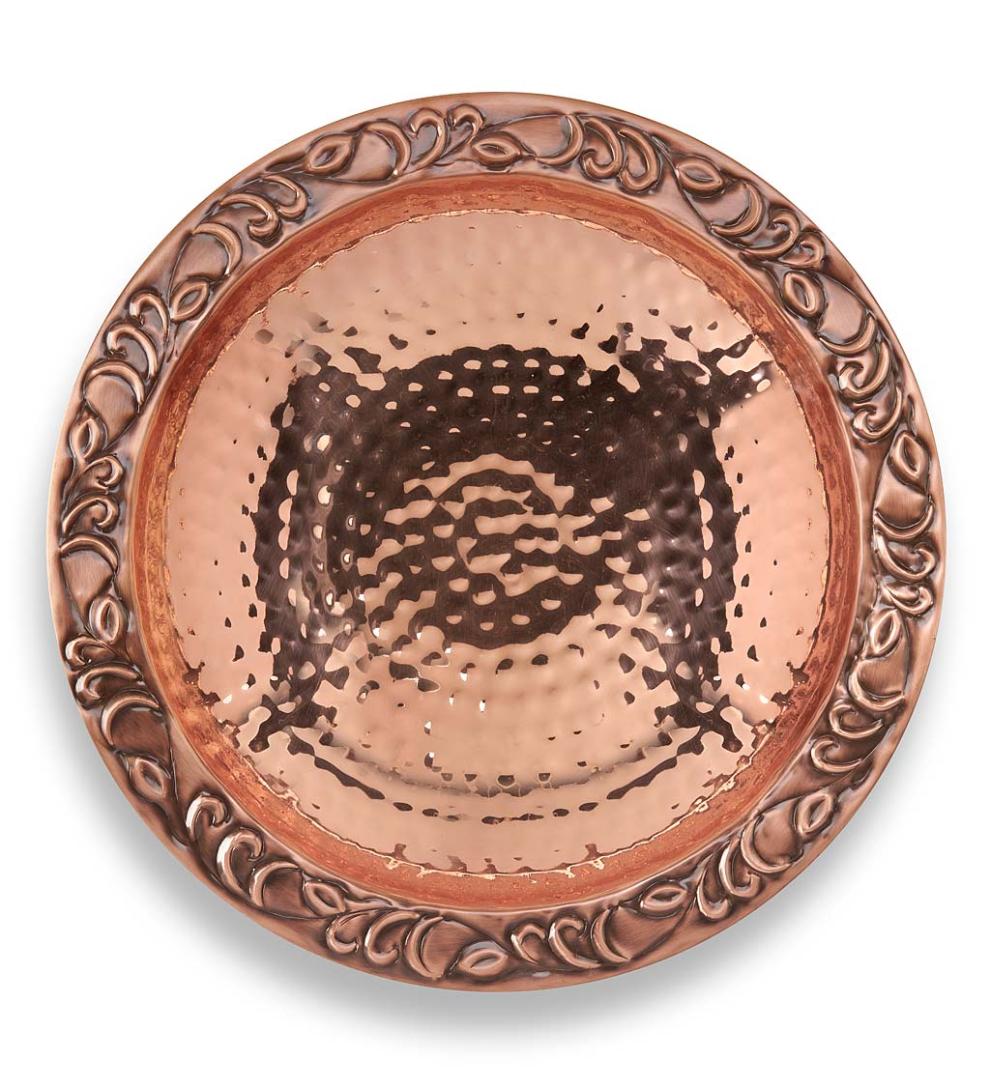 Plow &amp; Hearth Birdbaths | Yard &amp; Garden Pure Copper Birdbath On Powder-Coated Steel Pole With Sturdy Three-Prong Stake