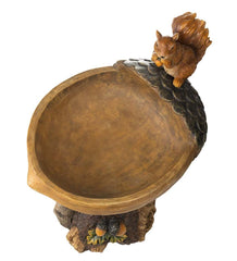 Plow &amp; Hearth Birdbaths | Yard &amp; Garden Squirrel Birdbath With Tree Trunk Base And Acorn Basin