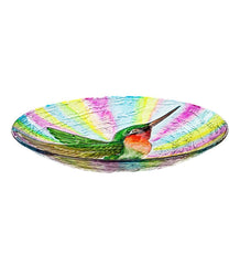 Plow &amp; Hearth Birdbaths | Yard &amp; Garden Textured Glass Ruby Throated Hummingbird Birdbath Basin