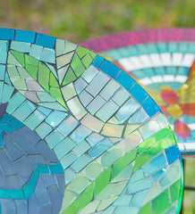 Plow &amp; Hearth Birdbaths | Yard &amp; Garden Translucent Mosaic Blue Bird Bird Bath