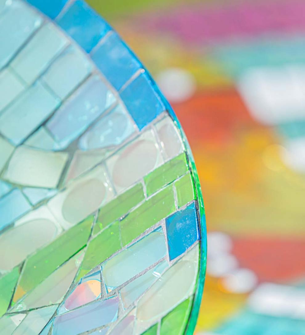 Plow &amp; Hearth Birdbaths | Yard &amp; Garden Translucent Mosaic Blue Bird Bird Bath