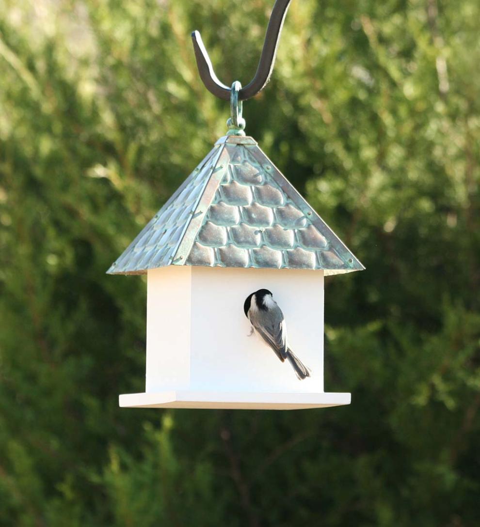 Plow &amp; Hearth Birdhouses | Yard &amp; Garden Hardwood Bungalow Birdhouse With Verdigris Copper Roof