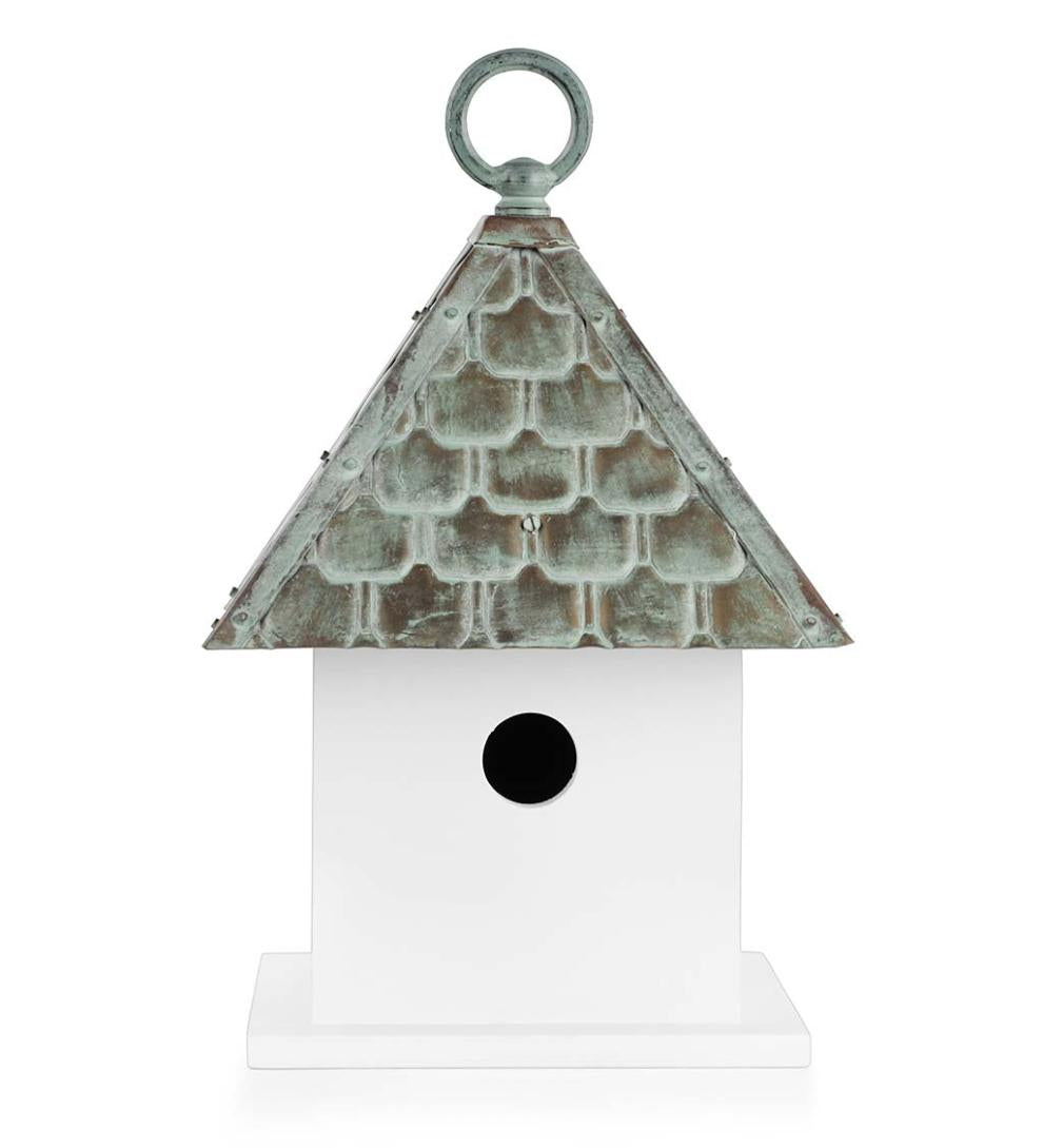 Plow &amp; Hearth Birdhouses | Yard &amp; Garden Hardwood Bungalow Birdhouse With Verdigris Copper Roof