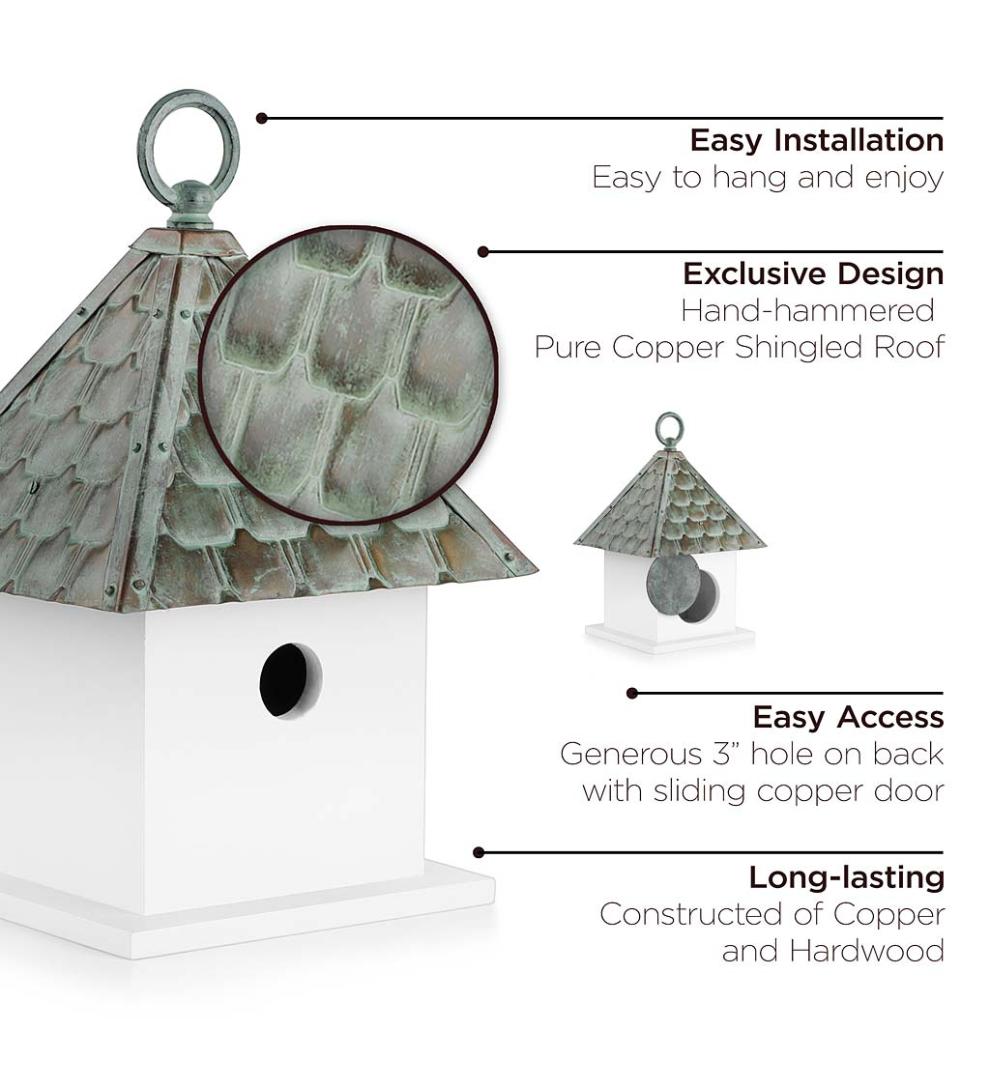 Plow &amp; Hearth Birdhouses | Yard &amp; Garden Hardwood Bungalow Birdhouse With Verdigris Copper Roof