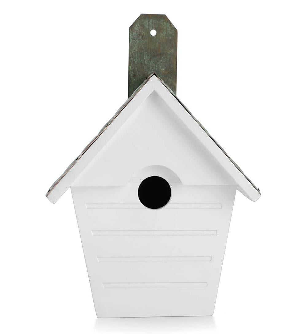 Plow &amp; Hearth Birdhouses | Yard &amp; Garden Hardwood Hanging Cottage-Style Birdhouse With Verdigris Copper Roof