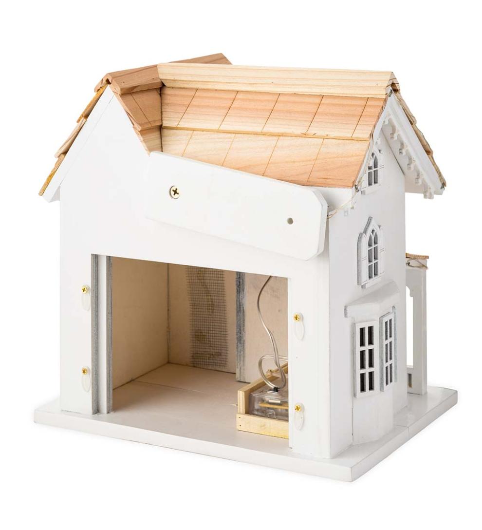 Plow &amp; Hearth Birdhouses | Yard &amp; Garden Madison Farmhouse Lighted Birdhouse And Pedestal Pole Set