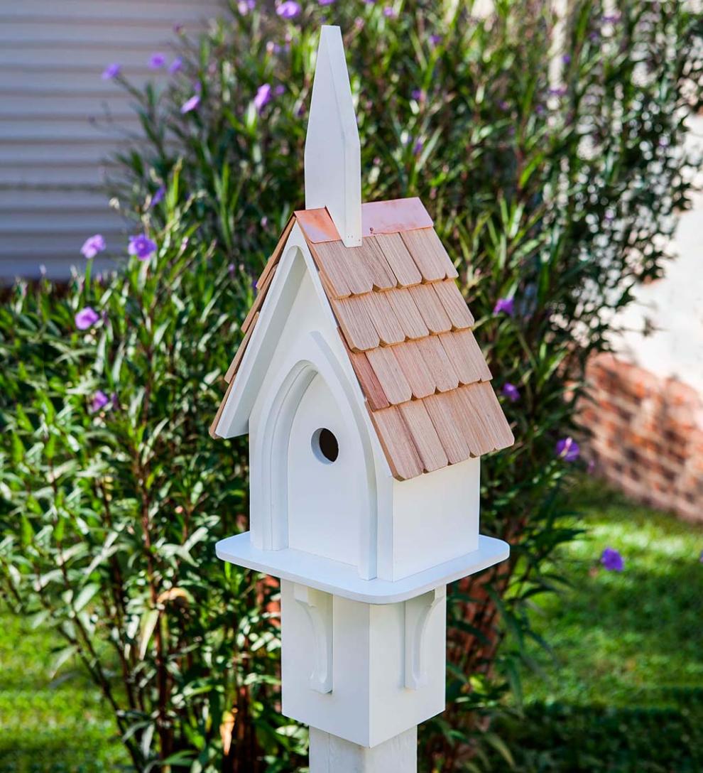 Plow &amp; Hearth Birdhouses | Yard &amp; Garden Parish Peep Copper And Pvc Birdhouse - White