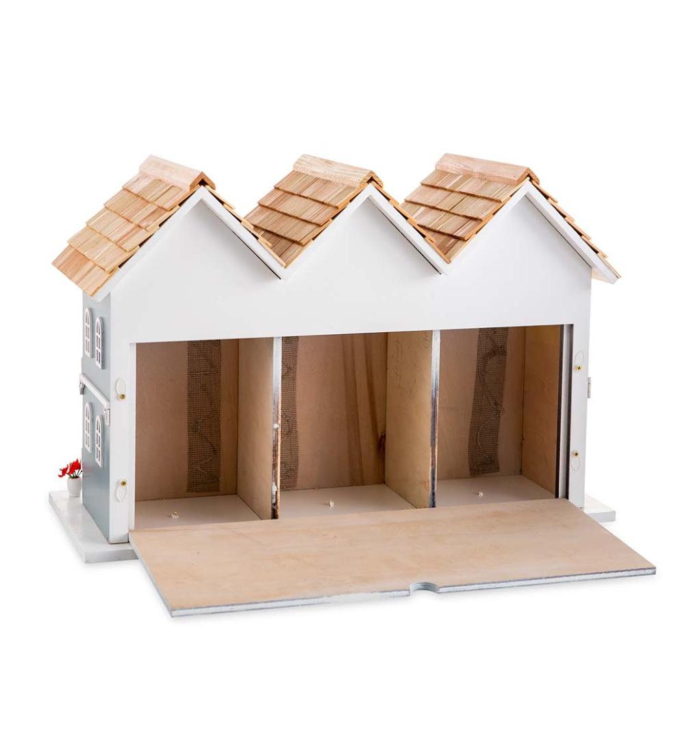 Plow &amp; Hearth Birdhouses | Yard &amp; Garden Springfield Row Triple Birdhouse With Shingled Roof