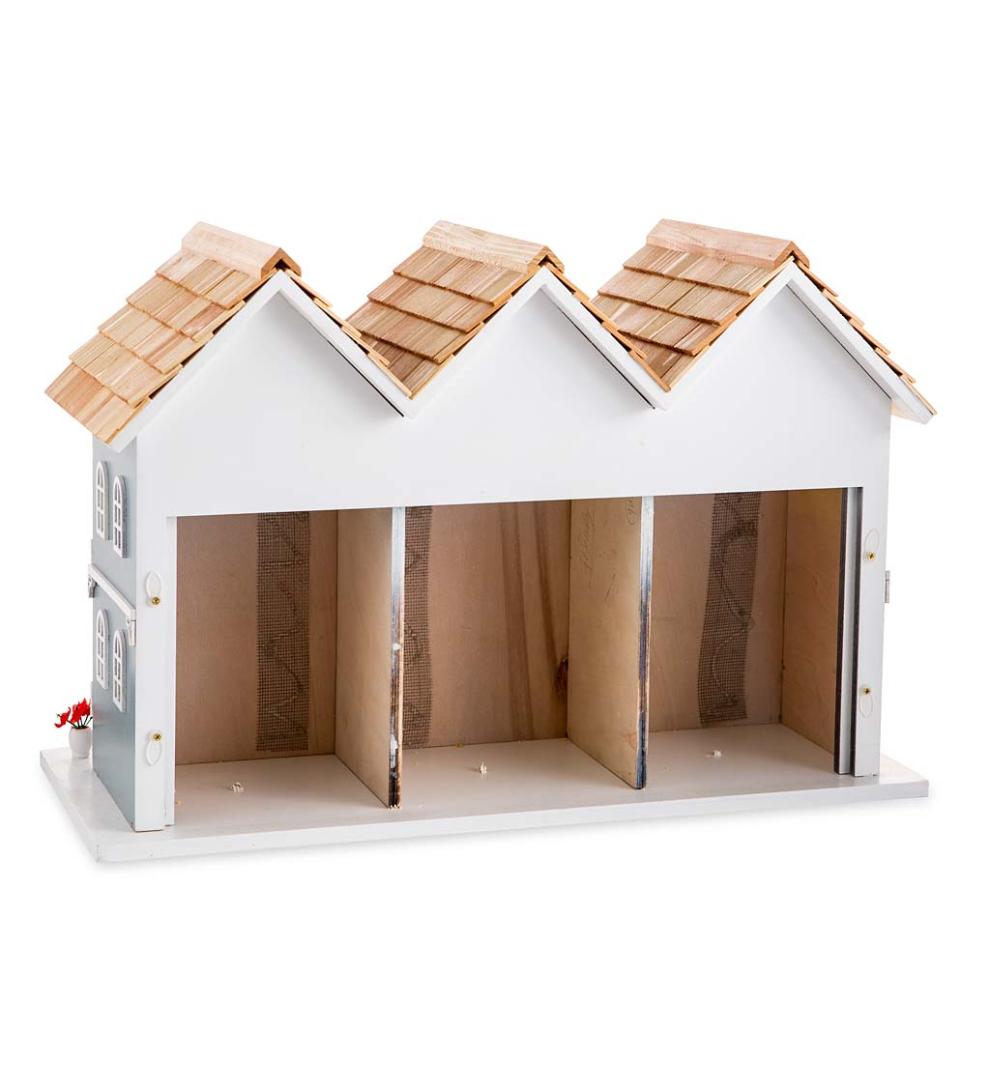 Plow &amp; Hearth Birdhouses | Yard &amp; Garden Springfield Row Triple Birdhouse With Shingled Roof