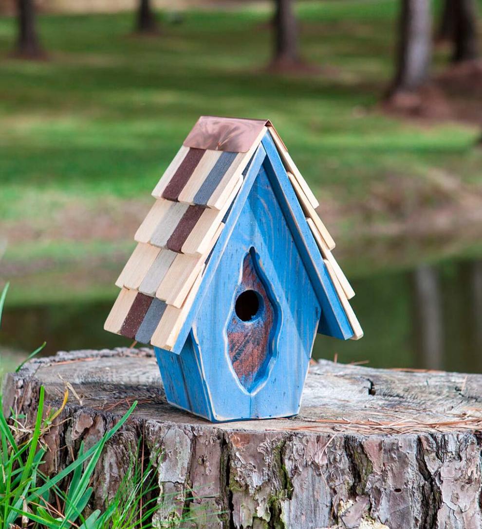 Plow &amp; Hearth Birdhouses | Yard &amp; Garden Vintage Wren Birdhouse - Blue