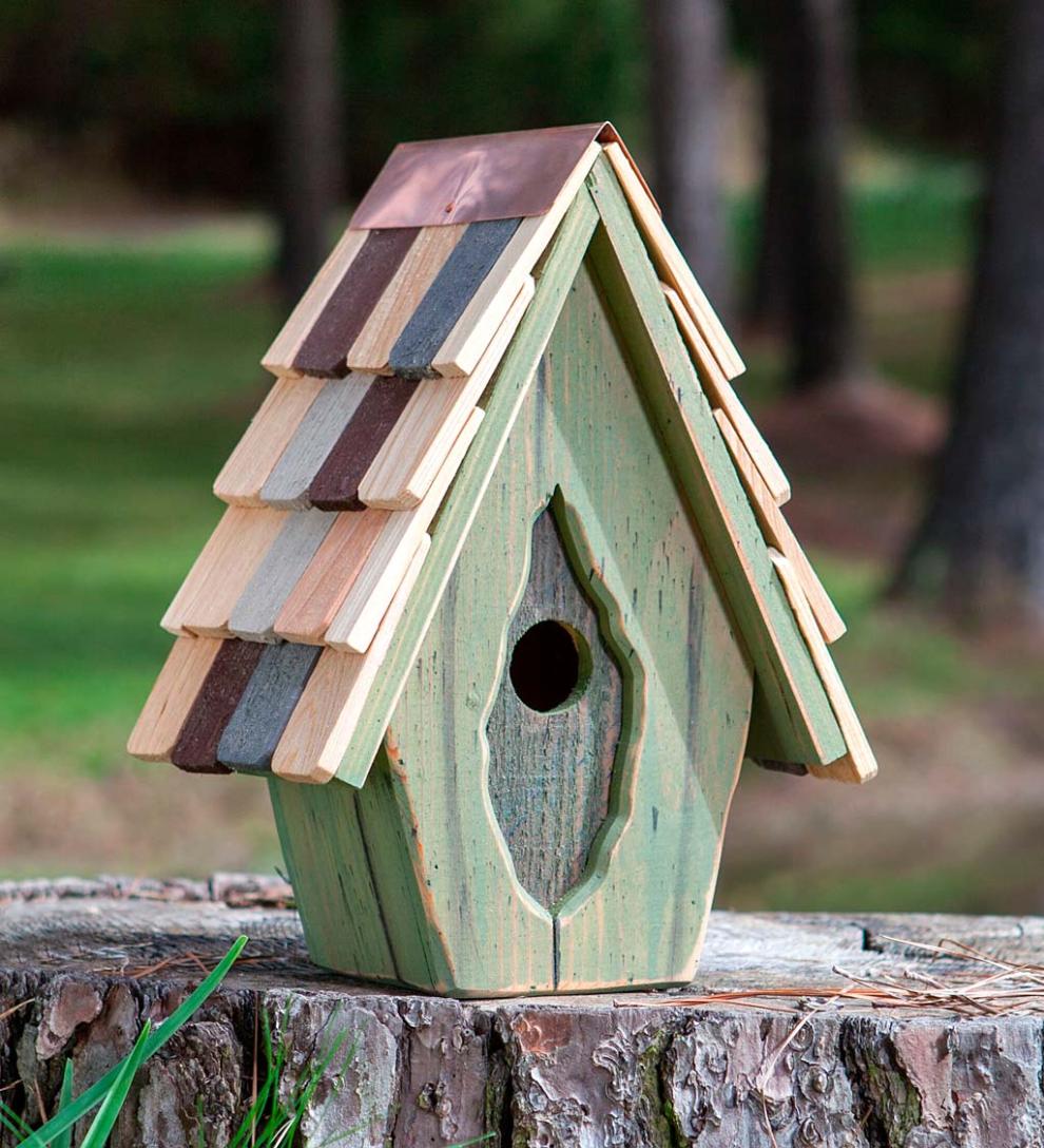 Plow &amp; Hearth Birdhouses | Yard &amp; Garden Vintage Wren Birdhouse - Blue