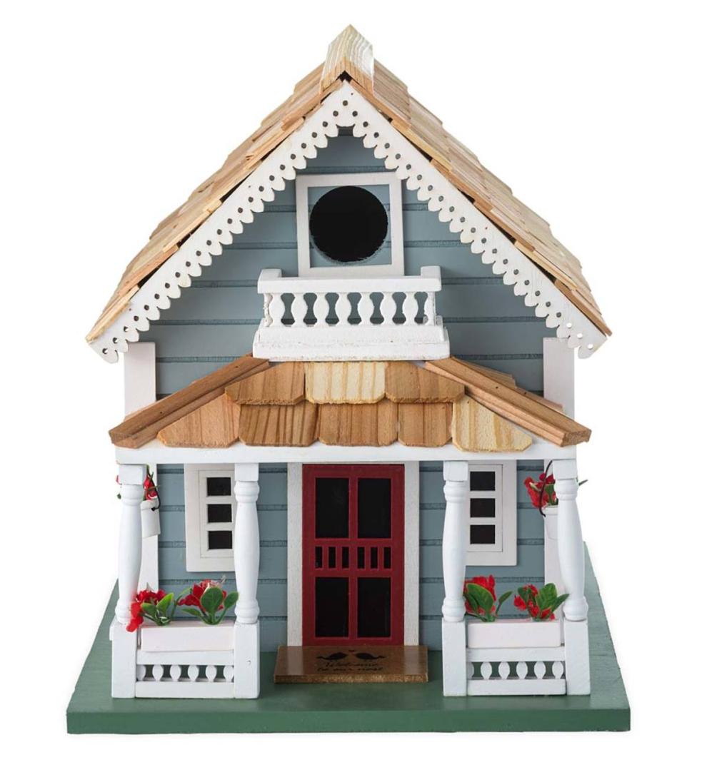 Plow &amp; Hearth Birdhouses | Yard &amp; Garden Welcome Home Wooden Birdhouse And Pedestal Pole Set