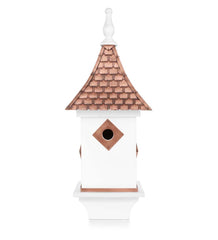 Plow &amp; Hearth Birdhouses | Yard &amp; Garden White Villa-Style Birdhouse With Hand-Hammered Copper Roof And Accents