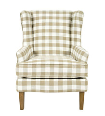 Plow &amp; Hearth Chairs &amp; Rockers | Indoor Living Buffalo Plaid Upholstered Wingback Chair - Natural