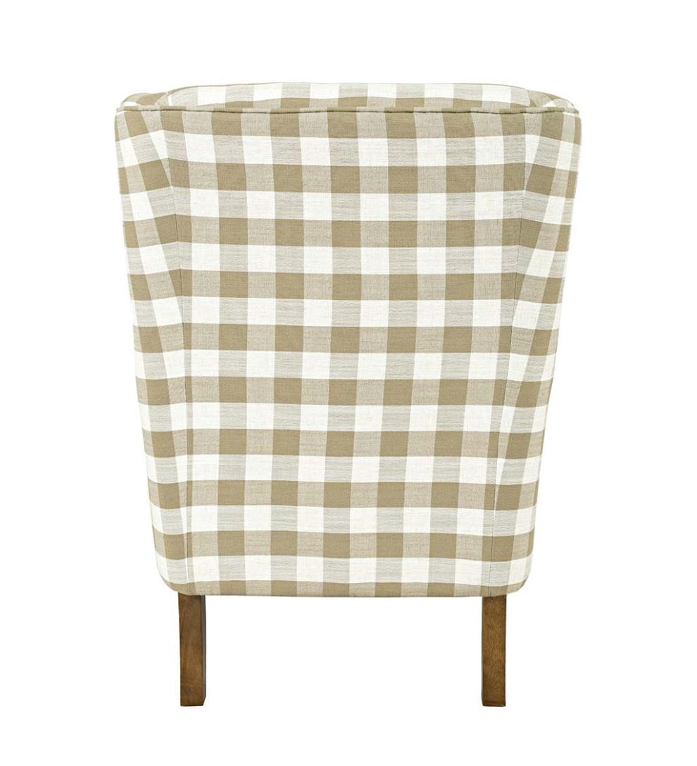 Plow &amp; Hearth Chairs &amp; Rockers | Indoor Living Buffalo Plaid Upholstered Wingback Chair - Natural