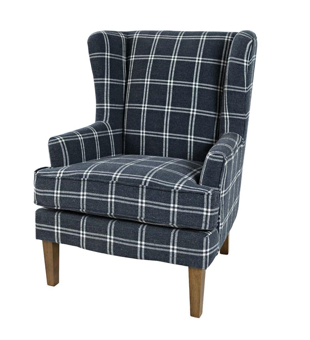 Plow &amp; Hearth Chairs &amp; Rockers | Indoor Living Plaid Upholstered Wingback Accent Chair - Graphite