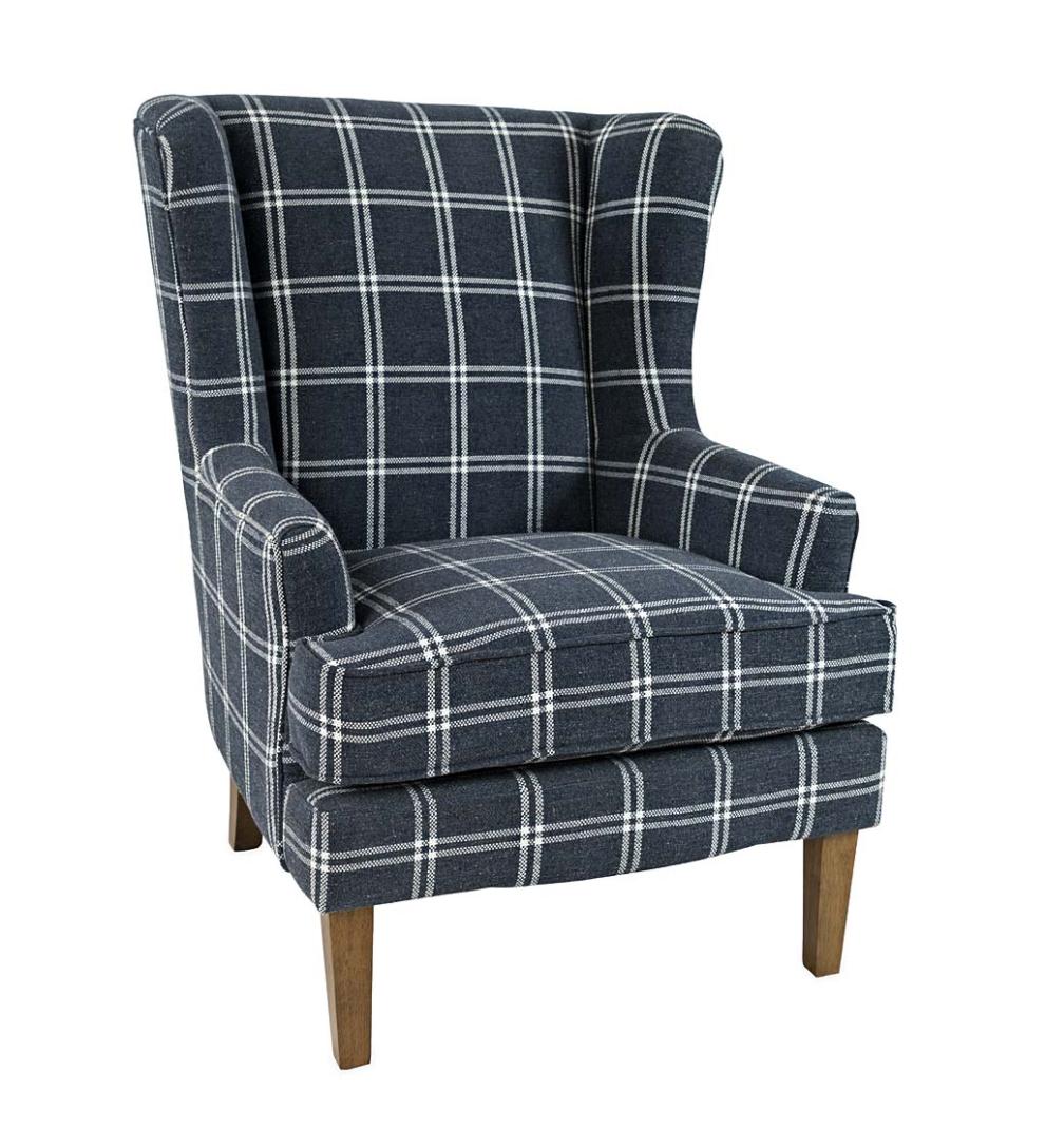 Plow &amp; Hearth Chairs &amp; Rockers | Indoor Living Plaid Upholstered Wingback Accent Chair - Graphite