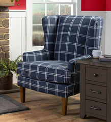 Plow &amp; Hearth Chairs &amp; Rockers | Indoor Living Plaid Upholstered Wingback Accent Chair - Graphite