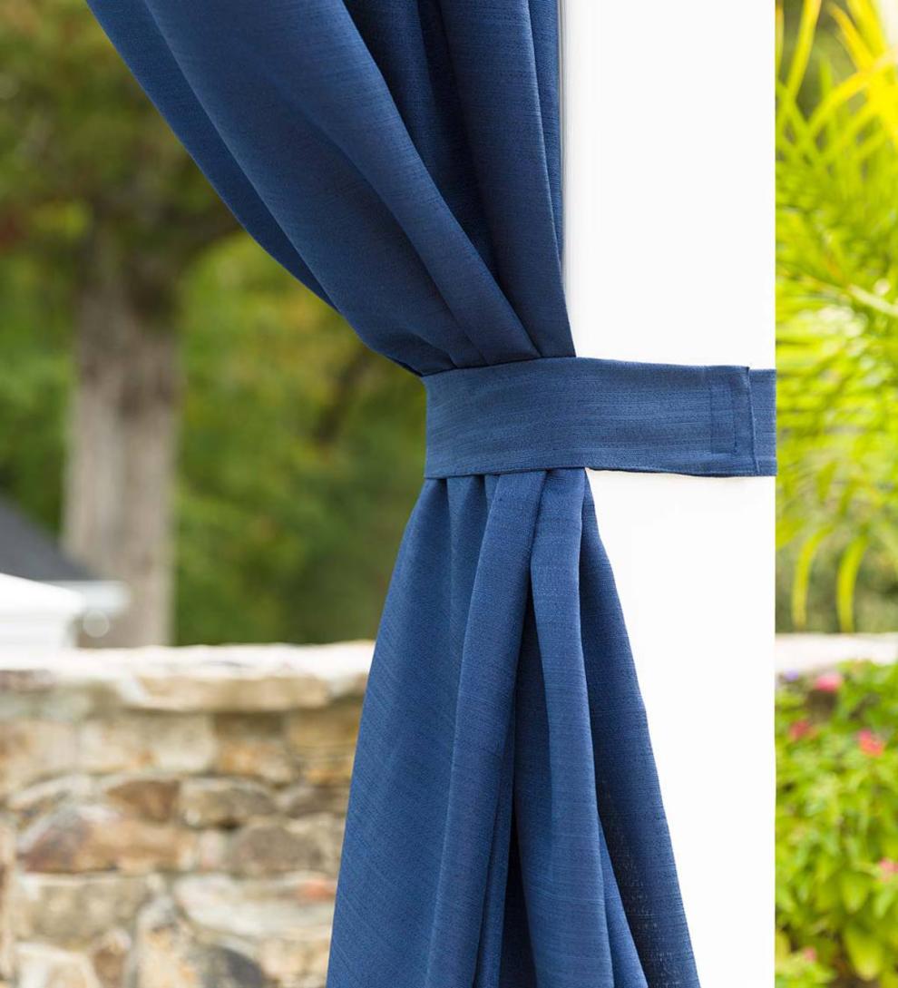 Plow &amp; Hearth Curtain Panels | Indoor Living Grasscloth Outdoor Curtain Panel With Grommet Top