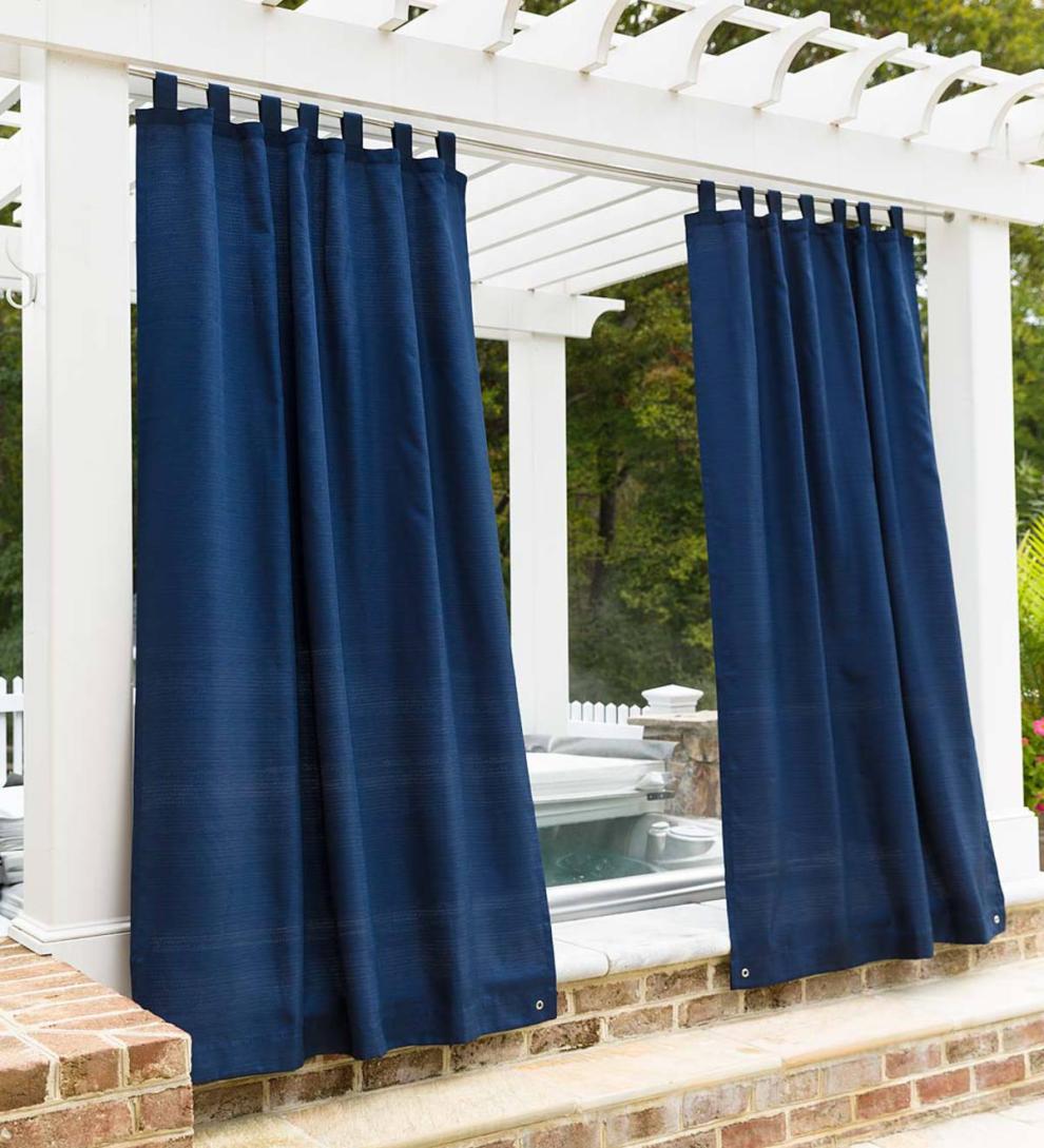 Plow &amp; Hearth Curtain Panels | Indoor Living Grasscloth Outdoor Curtain Panel With Tab Top