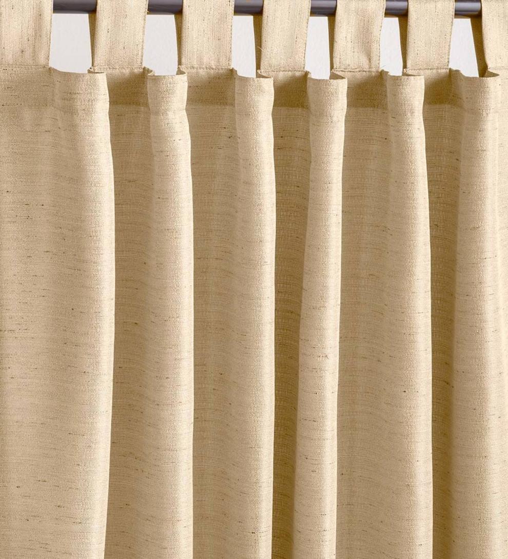 Plow &amp; Hearth Curtain Panels | Indoor Living Grasscloth Outdoor Curtain Panel With Tab Top